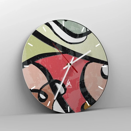 Reloj de pared - Reloj de vidrio - Piruetas entre colores - 30x30 cm