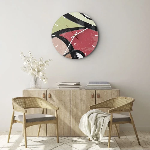 Reloj de pared - Reloj de vidrio - Piruetas entre colores - 30x30 cm