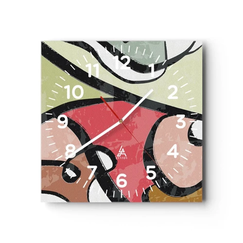 Reloj de pared - Reloj de vidrio - Piruetas entre colores - 40x40 cm