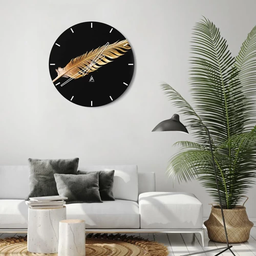 Reloj de pared - Reloj de vidrio - Pluma de alta calidad - 30x30 cm