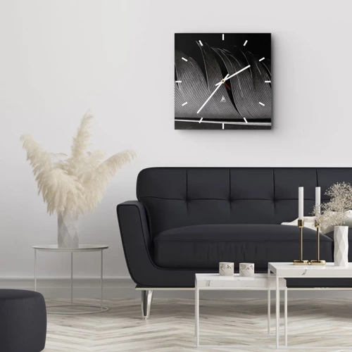 Reloj de pared - Reloj de vidrio - Pluma - una construcción maravillosa - 40x40 cm