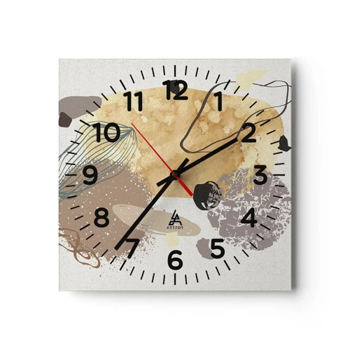 Reloj de pared - Reloj de vidrio - Plumología aplicada - 30x30 cm