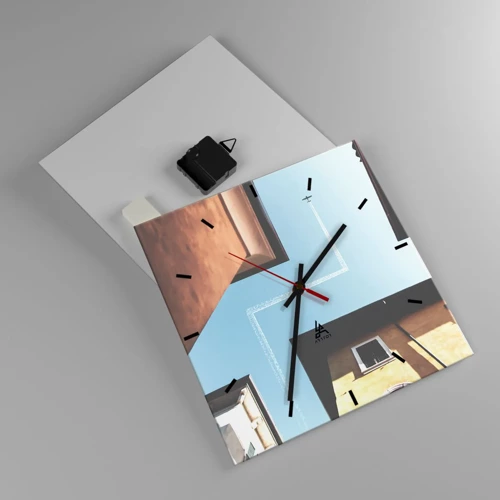 Reloj de pared - Reloj de vidrio - Por encima del laberinto urbano - 30x30 cm