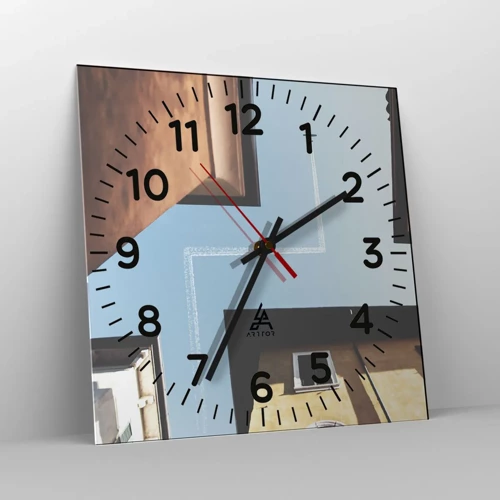 Reloj de pared - Reloj de vidrio - Por encima del laberinto urbano - 40x40 cm