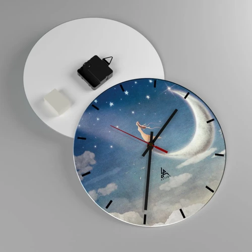 Reloj de pared - Reloj de vidrio - Pretendiente sobre azul - 30x30 cm