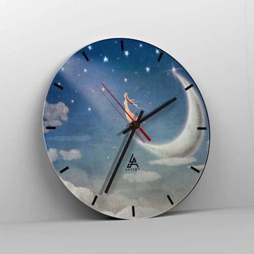 Reloj de pared - Reloj de vidrio - Pretendiente sobre azul - 30x30 cm