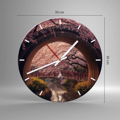 Reloj de pared - Reloj de vidrio - Primavera japonesa - 30x30 cm