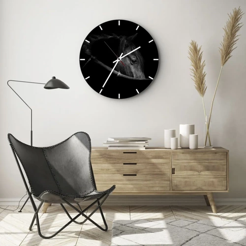 Reloj de pared - Reloj de vidrio - Príncipe negro - 30x30 cm