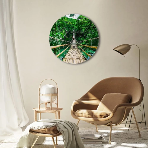 Reloj de pared - Reloj de vidrio - Puente colgante sobre la vegetación - 40x40 cm