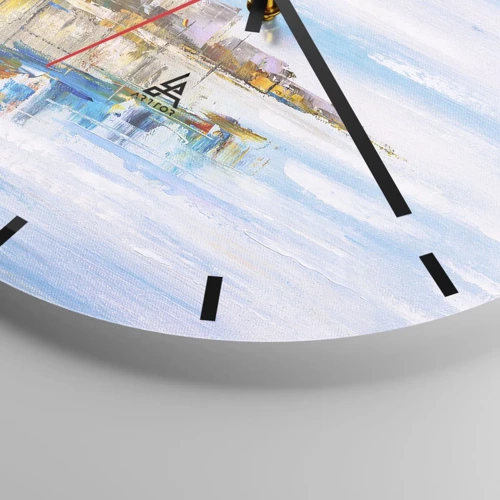 Reloj de pared - Reloj de vidrio - Puerto urbano multicolor - 40x40 cm