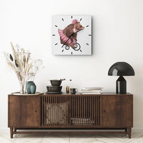 Reloj de pared - Reloj de vidrio - ¡Qué circo! - 40x40 cm