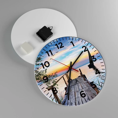 Reloj de pared - Reloj de vidrio - Que llegue la noche - 30x30 cm