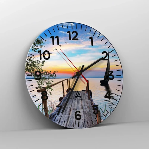 Reloj de pared - Reloj de vidrio - Que llegue la noche - 30x30 cm