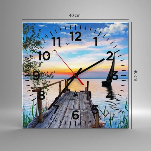 Reloj de pared - Reloj de vidrio - Que llegue la noche - 40x40 cm