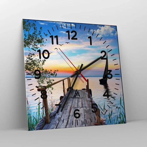 Reloj de pared - Reloj de vidrio - Que llegue la noche - 40x40 cm