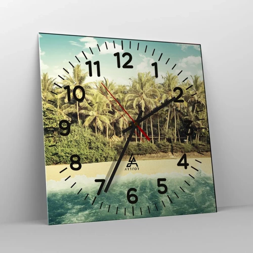 Reloj de pared - Reloj de vidrio - ¿Qué tal aquí? - 40x40 cm