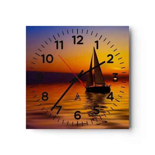 Reloj de pared - Reloj de vidrio - Qué tranquilo el anochecer… - 30x30 cm