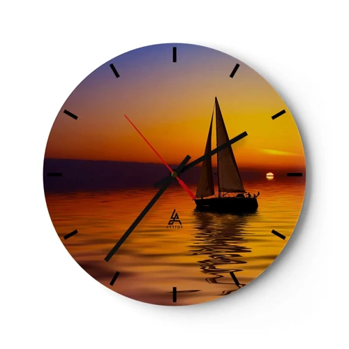 Reloj de pared - Reloj de vidrio - Qué tranquilo el anochecer… - 40x40 cm