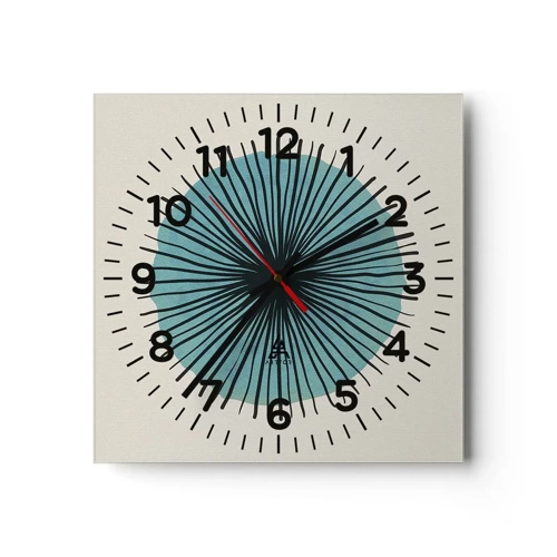 Reloj de pared - Reloj de vidrio - Radiante en azul - 30x30 cm