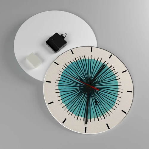 Reloj de pared - Reloj de vidrio - Radiante en azul - 30x30 cm