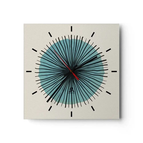 Reloj de pared - Reloj de vidrio - Radiante en azul - 40x40 cm