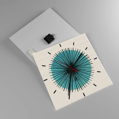 Reloj de pared - Reloj de vidrio - Radiante en azul - 40x40 cm