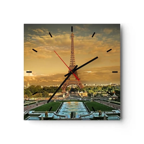 Reloj de pared - Reloj de vidrio - Reina de París - 30x30 cm