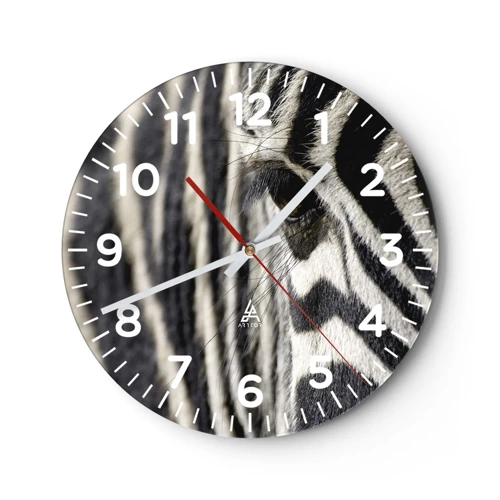 Reloj de pared - Reloj de vidrio - Retrato a rayas - 40x40 cm