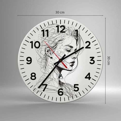 Reloj de pared - Reloj de vidrio - Retrato de ensueño - 30x30 cm
