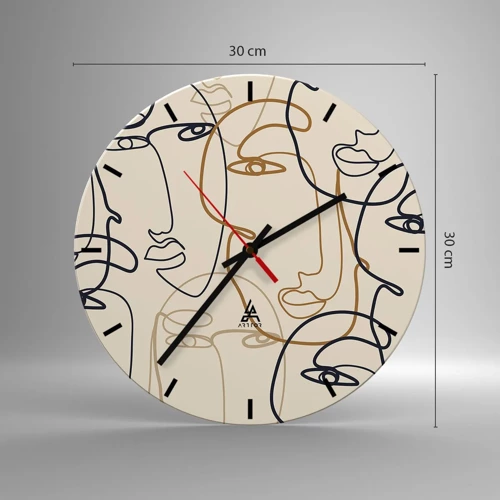 Reloj de pared - Reloj de vidrio - Retrato multiplicado - 30x30 cm