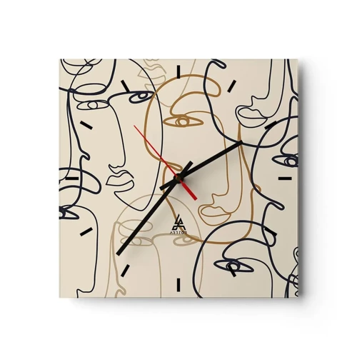 Reloj de pared - Reloj de vidrio - Retrato multiplicado - 40x40 cm