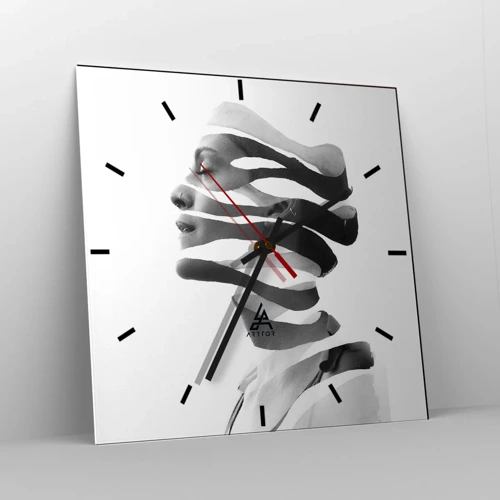 Reloj de pared - Reloj de vidrio - Retrato surrealista - 30x30 cm