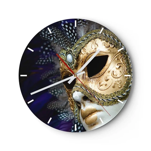 Reloj de pared - Reloj de vidrio - Retrato veneciano en oro - 30x30 cm