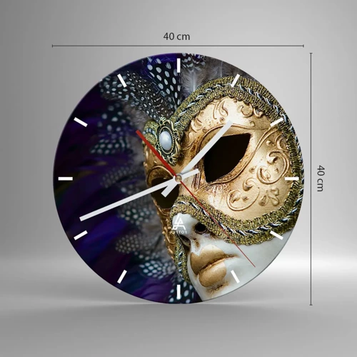 Reloj de pared - Reloj de vidrio - Retrato veneciano en oro - 40x40 cm