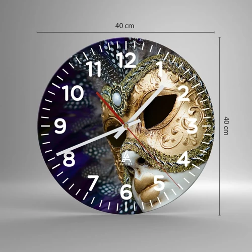 Reloj de pared - Reloj de vidrio - Retrato veneciano en oro - 40x40 cm