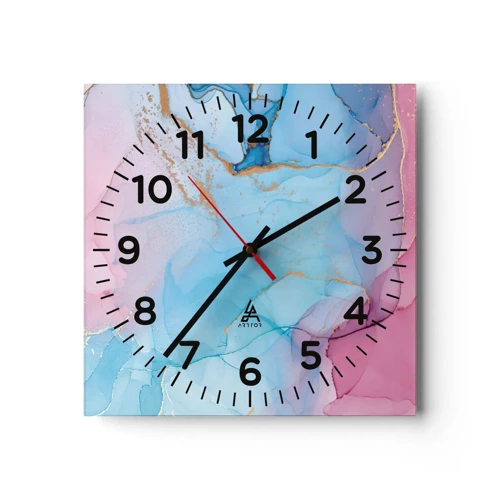 Reloj de pared - Reloj de vidrio - Reuniones y encuentros de colores - 30x30 cm