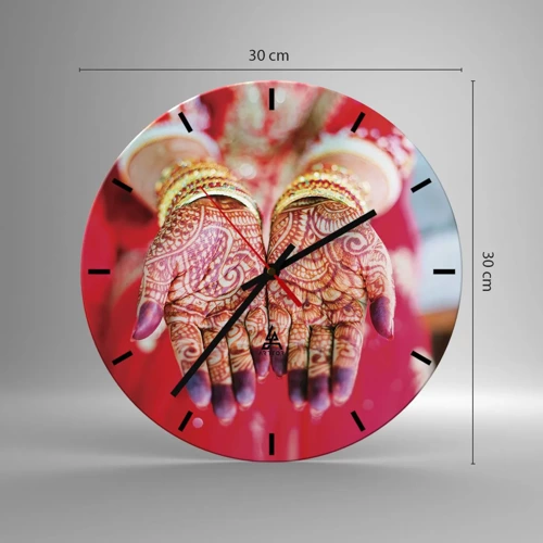 Reloj de pared - Reloj de vidrio - Ritual con las manos - 30x30 cm