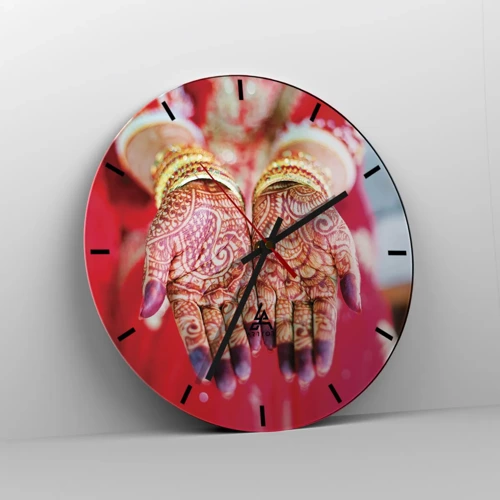 Reloj de pared - Reloj de vidrio - Ritual con las manos - 30x30 cm