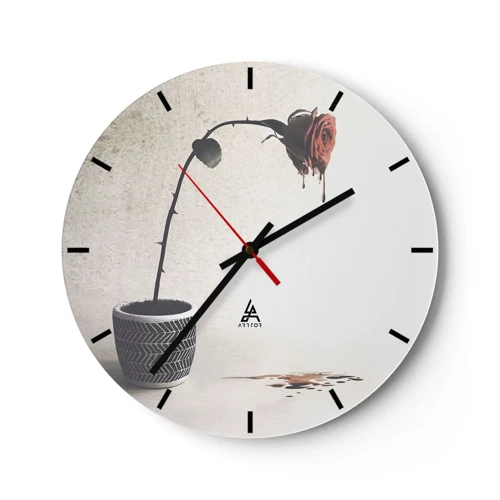 Reloj de pared - Reloj de vidrio - Rosa dolorosa - 30x30 cm