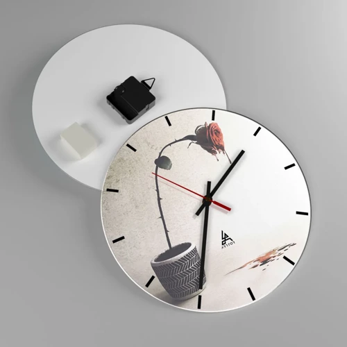 Reloj de pared - Reloj de vidrio - Rosa dolorosa - 30x30 cm