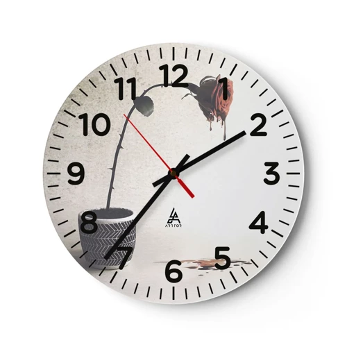 Reloj de pared - Reloj de vidrio - Rosa dolorosa - 40x40 cm