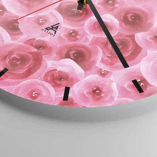 Reloj de pared - Reloj de vidrio - Rosas abajo y arriba - 40x40 cm