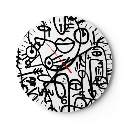 Reloj de pared - Reloj de vidrio - Rostros y espejismos - 30x30 cm