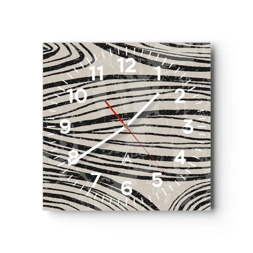Reloj de pared - Reloj de vidrio - Salpicadura de líneas - 30x30 cm