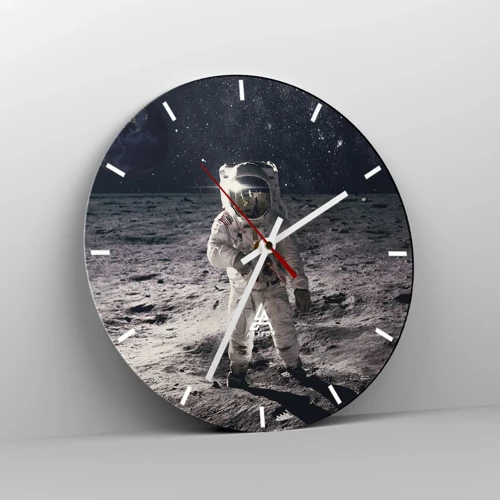 Reloj de pared - Reloj de vidrio - Saludos desde la Luna - 30x30 cm