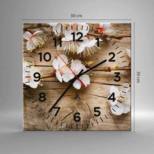 Reloj de pared - Reloj de vidrio - Se acerca la primavera - 30x30 cm