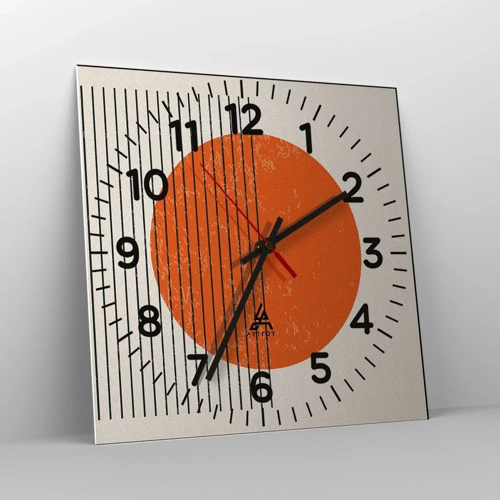 Reloj de pared - Reloj de vidrio - Siempre el sol - 40x40 cm