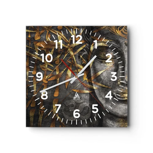 Reloj de pared - Reloj de vidrio - Siente la paz - 30x30 cm