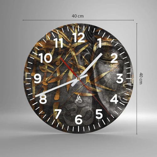 Reloj de pared - Reloj de vidrio - Siente la paz - 40x40 cm