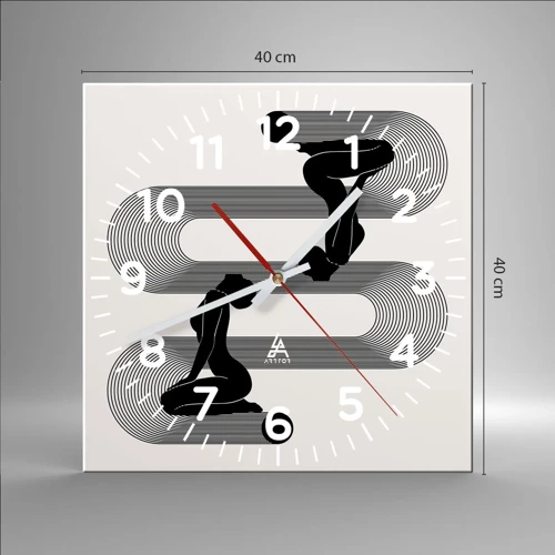 Reloj de pared - Reloj de vidrio - Simetría sensual - 40x40 cm